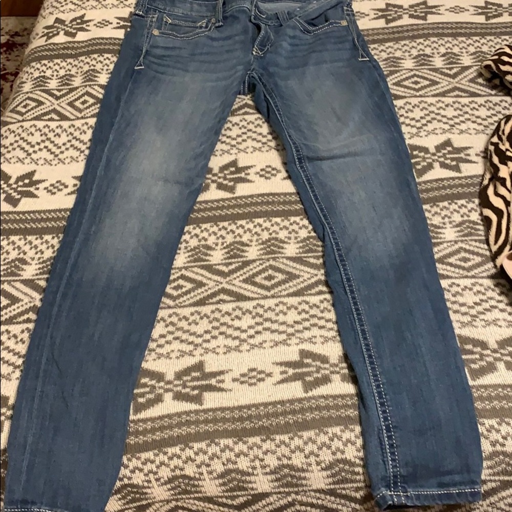 Light blue denim low rise jeans